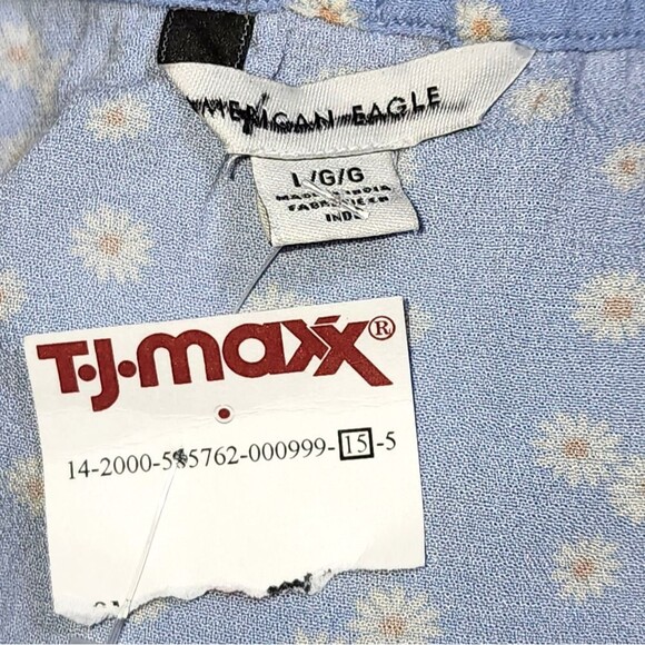 American Eagle Blue & White Floral Halter Backless Midi Shift Dress Size L - Picture 7 of 9